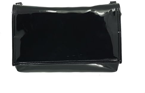 Loni Womens Delightful Clutch/Shoulder/Crossbody/Wristlet Bag Size Small in black faux patent leather