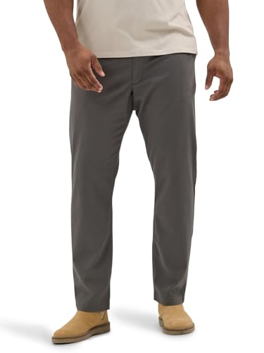 Lee Men’s Tall Extreme Motion Flat Front Relaxed Taper Pant, Static Gray, 58W x 29L Big