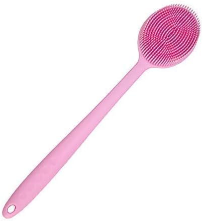 Silicone Bath Body Brush Ultra-Soft BPA-Free Shower Back Scrubber with Long Handle for Women - Pink