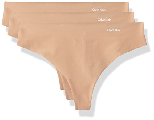 Calvin Klein Women's Invisibles Seamless Thong Panties, 3 Pack, Light Caramel 3…