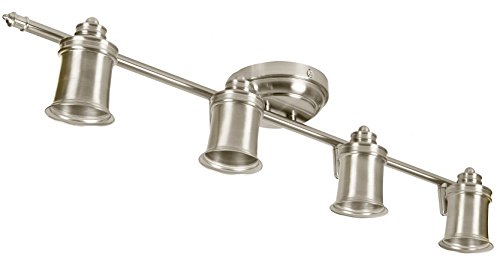 4 Light Track Lighting Wall and Ceiling Mount Fixture Kitchen and Dining Room, Brushed Nickel