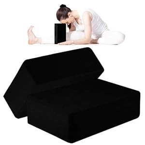 ANJUU Yoga Block 2 Pack High Density EVA Foam Blocks, Non-Slip Surface Cork Yoga Brick 9″x6″x3″Eco-Friendly EVA Foam Exercise Blocks Set for Improve Stretching Yoga/Pilates/Meditation- Black