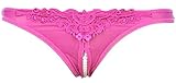 Simplicity Women Sexy Open Crotch Lingerie Pearl Bead G-string Thong Lace Panty