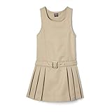 French Toast Little Girls' Side Pleat Belted Jumper, Khaki, 4