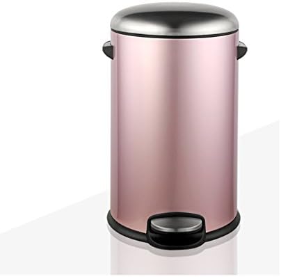 Pedal Trash Cans Household Living Room Bathroom Stainless Steel Covered Mute Trash Cans 8L ( Color : Rose gold )