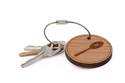 Slotted Spoon Keychain, Wood Twist Cable Keychain - Large - Thumbnail 3