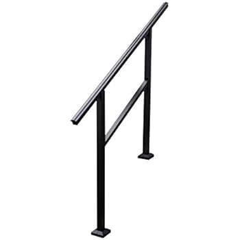 Railing Now - Straight Transitional Handrail (Black for Concrete Steps)