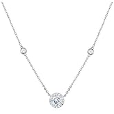 DIAMANTIO 18K Gold Plated Elegant Sterling Silver Necklace with Round Cubic Zirconia Pendant – Minimalist Jewelry for Women