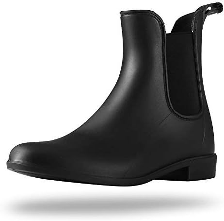 matte black ankle rain boots