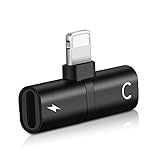 Dual Ports Adapter for iPhone X Splitter, ECZO Mini Headphone Audio & Charge Adapter Compactible for iPhone X 8/8 Plus 7/7 Plus Support Calling Function + Music Control + Audio + Charging
