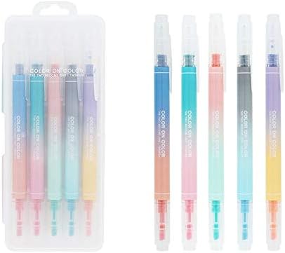 LIVEWORK Color on Color - Dual Tip Brush Pen Set in Case (10 Colors Dual Tip Set)