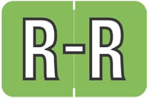 Doctor Stuff - File Folder Labels, Alphabet Letter R, Barkley/Sycom FABKM - BRAM Series Compatible Alpha Stickers, Green, 1" x 1-1/2", 126 Labels/Package