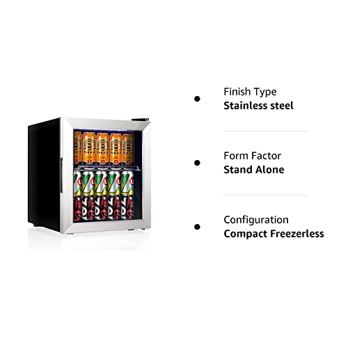 Advanics Auto Defrost Beverage Cooler Refrigerator, 60 Can Mini Drink