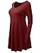 AMORE ALLFY Women's Long Sleeve V-neck Flare Hem Tunic Burgundy Medium