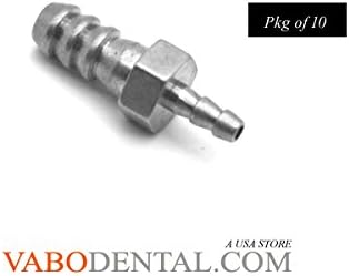 VABODENTAL Plated Barb to Barb,1/8" x 1/16", pkg of 10,Dental Fittings