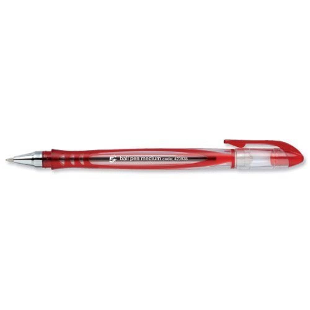 5 Star Ball Pen 1.0mm Tip 0.4mm Line Red [Pack of 20]