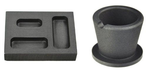 10 oz Crucible Cup and 1/4 - 1/2 - 1 oz Ounce Gold Combo Ingot Mold Smelting Set Melting Casting Refining Scrap Precious Metal Gold Silver Copper Jewelry