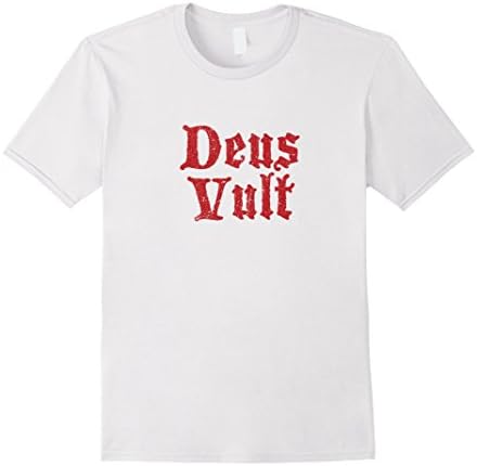 Men's Deus Vult Crusader Old English Red/White Shirt Medium White