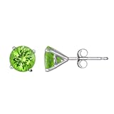 Vir Jewels 14K Gold Peridot Stud Earrings (1.80 CT ; 6 MM Round Cut)