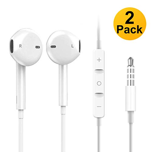 2 Pack XBRN Headphones/Earphones/Earbuds/Headsets to 3.5mm with Stereo Mic&Remote Noise Isolating Control Headphone Compatible with for iPhone iPod/Android Most Smartphones