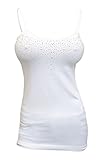 eVogues Rhinestone Accented Long Cami Top White