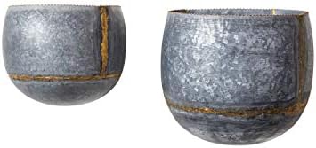 Creative Coop Da86381 Silver & Gold Metal Wall Planters (Set Of 2 Sizes)