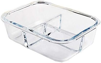 WRUMLJUFX Heat-resistant glass lunch box lunch box glass bowl microwave oven special lunch box sealed crisper,1040ml three partition