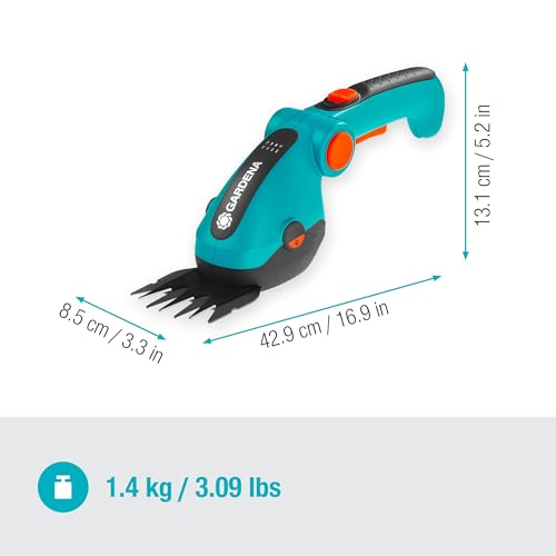 Gardena ComfortCut Li Cordless Grass and Shrub Shears Set, Lawn Edging Shears and Shrub Cutter, Angled Comfort Handle with LED Display, Blade Change without Tools (9888-20)
