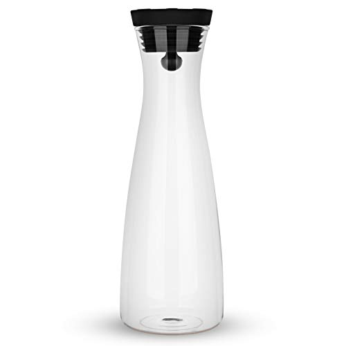 60 Ounces Borosilicate Glass Pitcher with Lid, Water Carafe Jug for Hot/Cold Water, Ice Tea and Juice Beverage