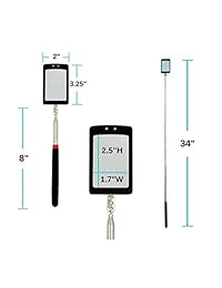 Espejo de inspección iluminado para el hogar, espejo flexible LED, extensión de 34.0 in, rotación de 360 grados, extensible, herramienta telescópica retráctil con luz en un palo, herramientas mecánicas para ver detrás de ti