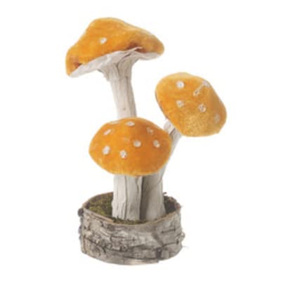 Heaven Sends Velvet Orange Standing Toadstools Autumn Decoration