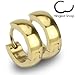 SER-0006 Pair of 316L Stainless Steel Gold IP Huggie Hoop Earrings; Comes With Free Gift Box