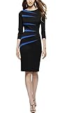 REPHYLLIS Women's Classicial Scoop Neck Retro Business Bodycon Pencil Dress