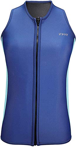 EYCE Women's Wetsuits Top Premium Neoprene 3mm Zipper Diving Sailing Snorkeling Kayaking Vest (Blue & Aqua, Medium) - Thumbnail 2