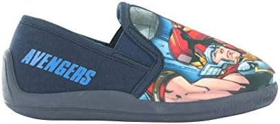 Boys Marvel Avengers Captain America Iron Man Thor Fur Lined Slippers Size 10-3 Blue