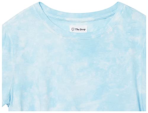THE DROP WOMEN’S COURTNEY SHORT SLEEVE TINY CREW NECK JERSEY T-SHIRT SHIRT, -SKY BLUE TIE DYE, XXS