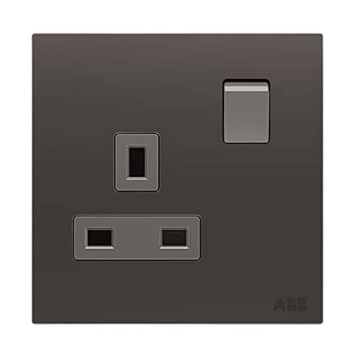 ABB Millenium Single Plug Socket • Black Premium Finish 13A Electric Wall Socket • Elite Design for Home and Business