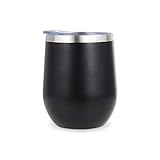 ONEB Stainless Steel Wine Tumbler with Lid, 12 OZ | Double Wall Vacuum Insulated Travel Tumbler Cup for Coffee, Wine, Cocktails, Ice Cream Thermos Cup With Lid (Matte Black)