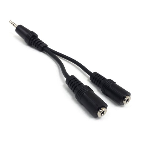 BuyCheapCables 3.5mm Stereo Jack Male to 2x 3.5mm Stereo Female Headset Splitter Adapter (1 Male/2 Female)