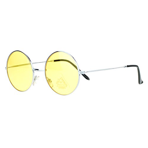 SA106 Color Groovy Hippie Wire Rim Round Circle Yellow Lens Sunglasses