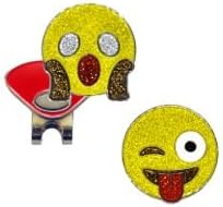 NAVIKAUSA Inc. Emoji Wow and Emoji JK Glitzy Ball Marker Combo with ONE Magnetic Hat Clip
