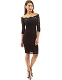 PattyBoutik Womenâ€s Off Shoulder Twin Set Floral Lace Dress (Black M)