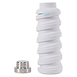 que Bottle - Collapsible Water Bottle. BPA-Free, Leak Proof, Lightweight Travel Bottle. 20oz - Glacier White