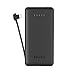 EasyAcc 6000mAh Ultra-Slim External Battery Smart Output Power Bank Portable Charger with Built-in Micro USB Cable for Smartphone - Black