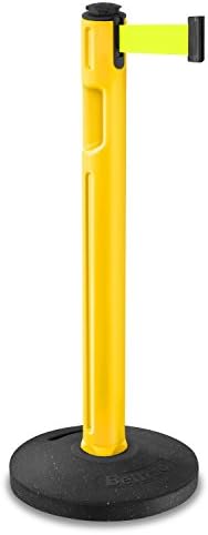Lavi Industries 80-5000R/YL/FY Tempest Outdoor Stanchion with 12' Retractable Belt, Yellow with Yellow Belt