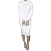 Laiyuan Women Winter Turtleneck Bodycon Dresses - Long Sleeve Solid Midi Sexy Club Dress White