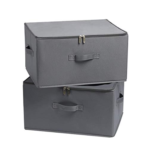 YueYue Large Fabric Storage Boxes with Zipper/Lids, 2 Pack