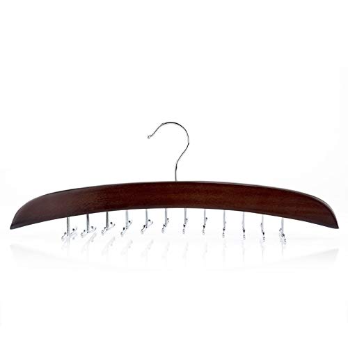 SunTrade Wooden Tie Hanger,24 Tie Organizer Rack Hanger Holder Hook (Black, 24 Hooks)