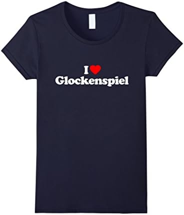 Womens Love Heart Glockenspiel Funny Top T-Shirt XL Navy