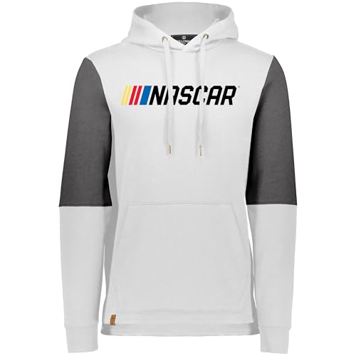 Holloway NASCAR Mens All-American Team Hoodie, White/Carbon Heather, Medium